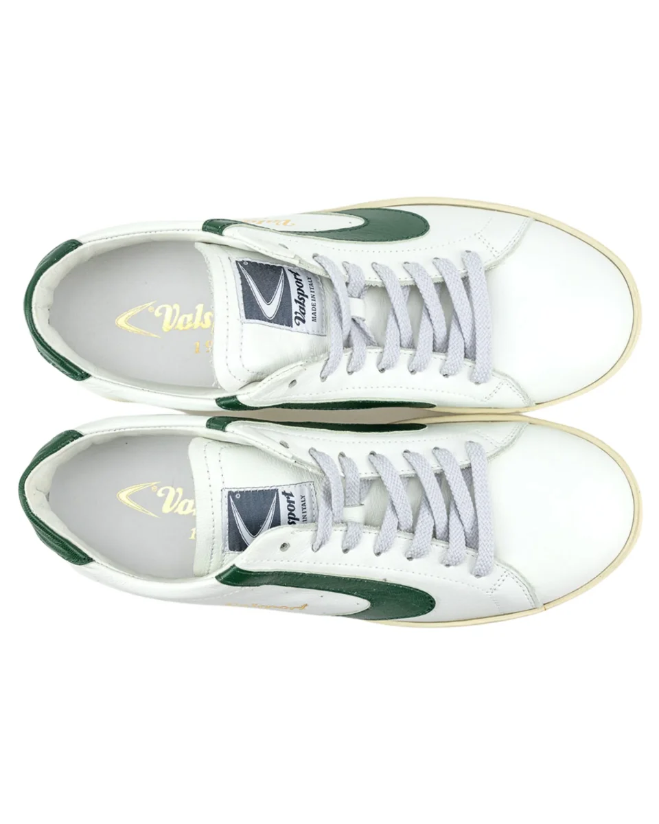 Valsport Sneaker Scarpe Tournament artigianali Pelle Made in Italy Bianco Verde Evergreen Uomo - immagine 4