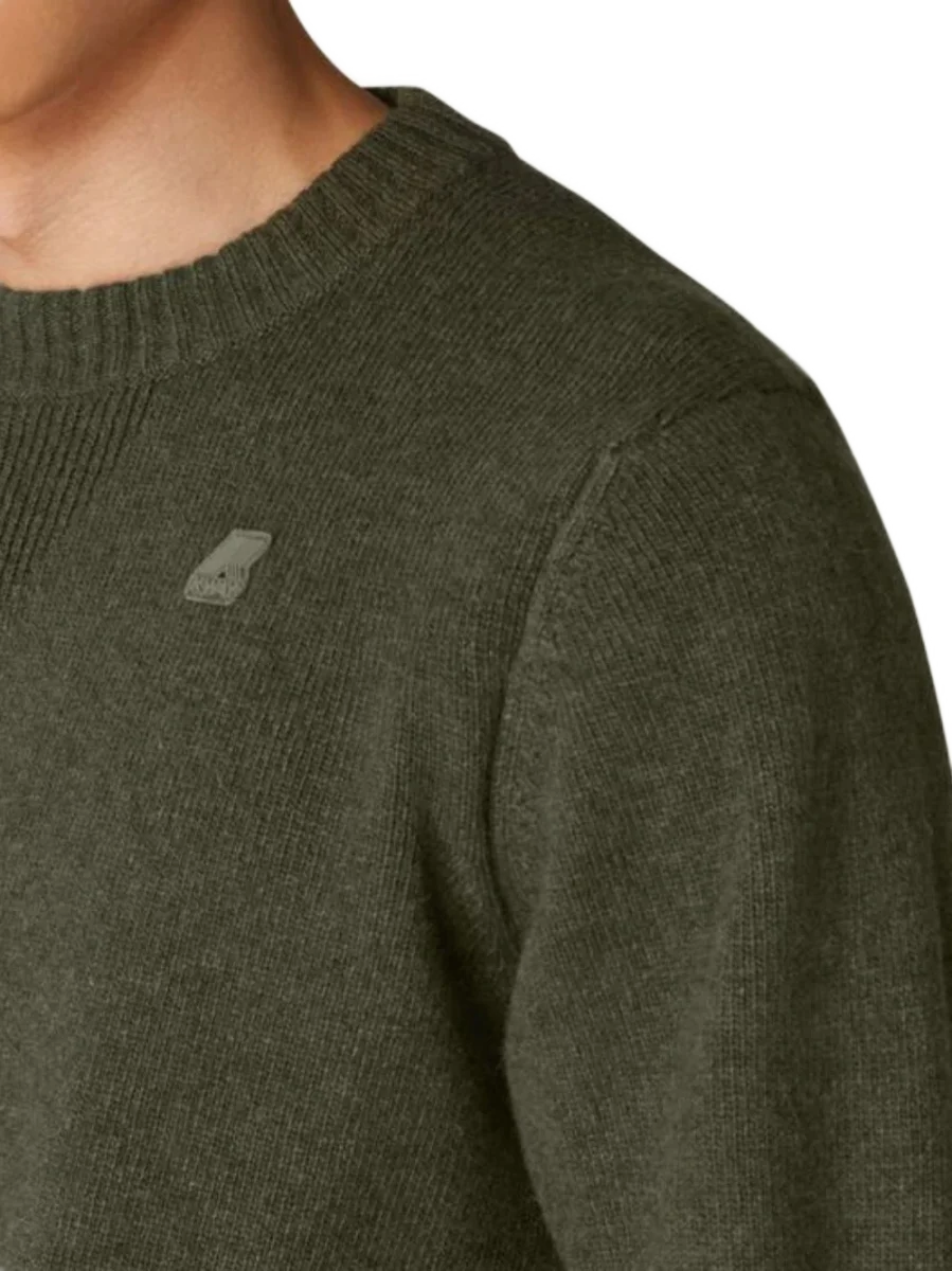 K-way Maglione Lana Pesante Trama Rasata Verde Uomo - immagine 4