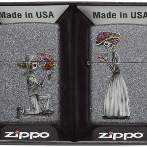 Zippo Antivento Ricaricabile Made In Usa Grigio Coppia scheletri