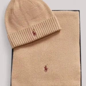 ACCESSORI UNISEX KIT BERRETTO E SCIARPA MERINOS CAMMELLO