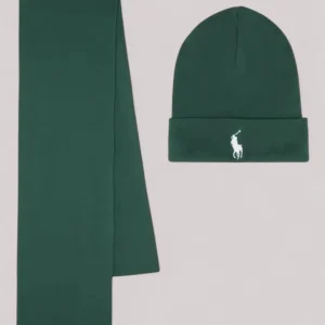 ACCESSORI UNISEX KIT BERRETTO E SCIARPA COTONE VERDE