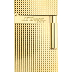 S.t.dupont Accendino da Collezione Ligne 2 Doppia Fiamma Placcato Oro Punta di Diamante