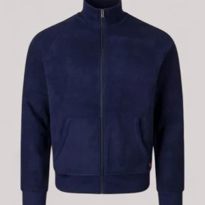 FELPA UOMO FULL ZIP MISTO COTONE BLU