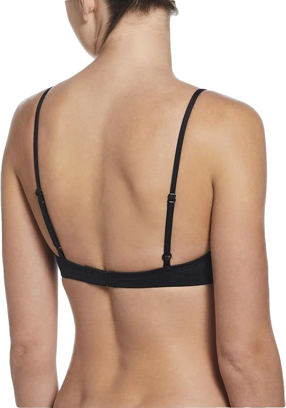 Nike Swim Costume Bralette Bikini Set NESSF243 Tessuto Tecnico Nero Donna - immagine 4