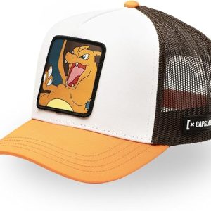 Capslab Cappellino con Visiera Collezione Pokemon Misto Cotone Bianco Arancio Unisex