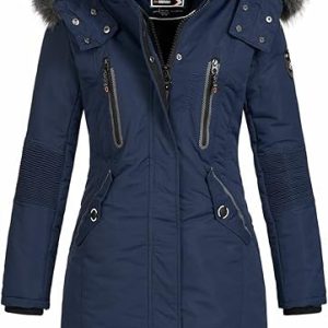 Anapurna Parka Lungo Christina Con Ecofur Sintetica Blu Donna