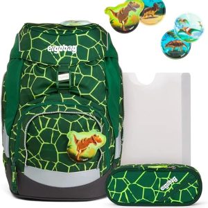 Ergobag Set prime zaino portapenne Ergonomico Personalizzabile Eco Resistente Acqua Sporco Verde Bambino bearrex