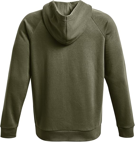 Under Armour felpa full zip pile misto cotone cappuccio RIVAL uomo allenamento UA verde militare - immagine 5