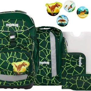 Ergobag PACK SET zaino portapenne Ergonomico Personalizzabile Eco Resistente Acqua Sporco Verde Bambino BEARREX