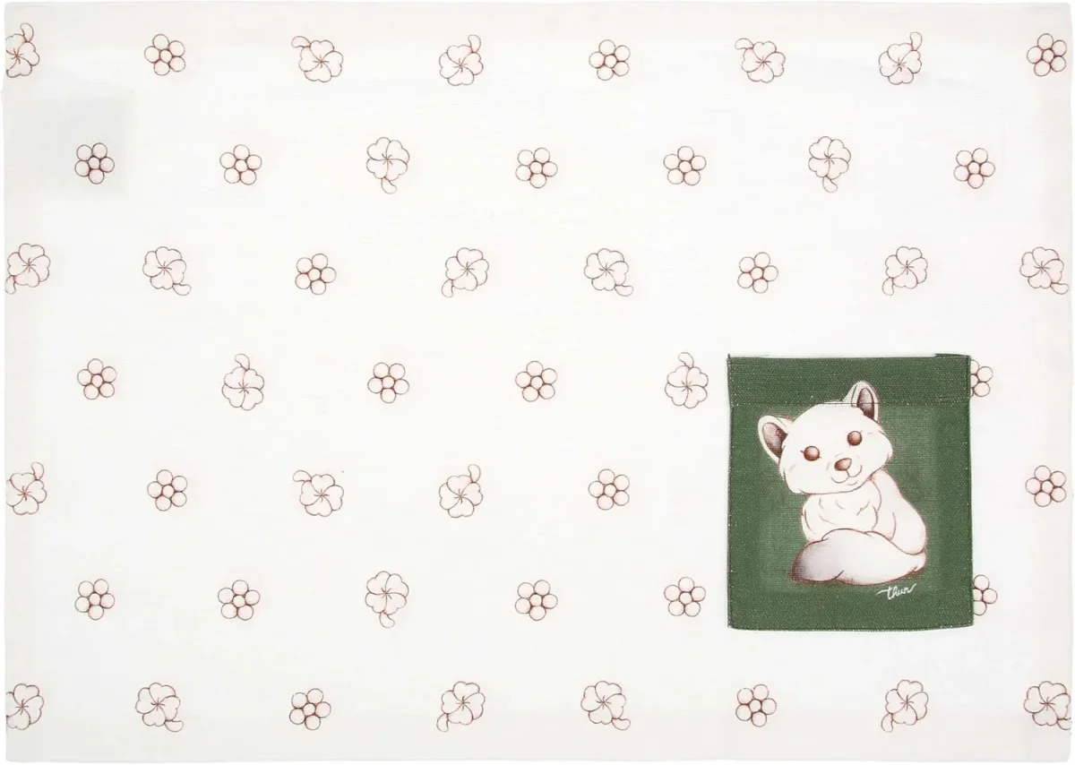 THUN Tovaglietta Colazione Inverno Incantato Standard Fox Sage Green cotone b101018 - immagine 4
