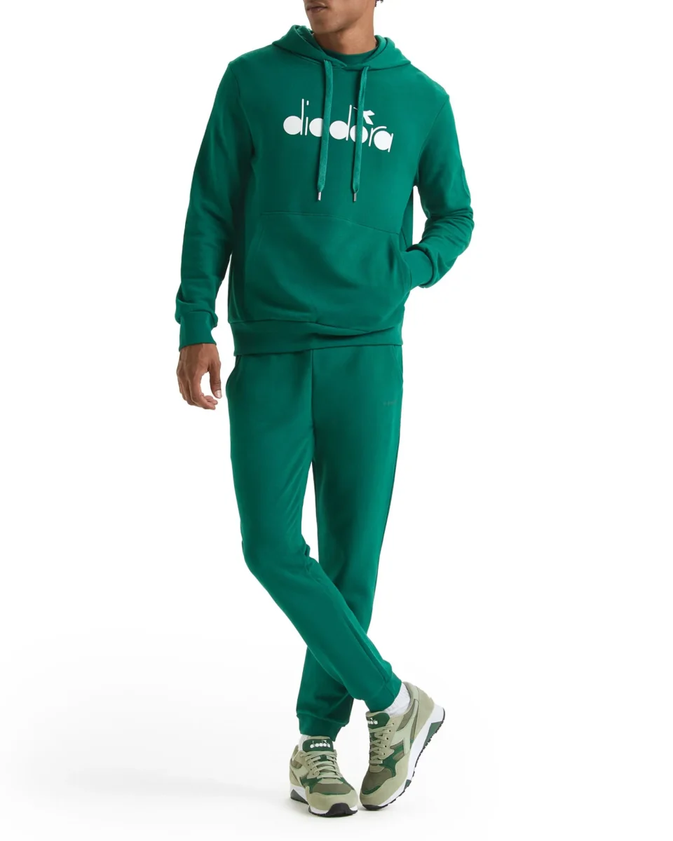 Diadora Felpa con Cappuccio Logo Big Cotone Verde 180663 - immagine 5