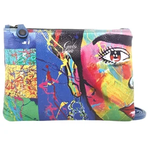 Gabs Pochette Beyonce M in Pelle con Stampa Trip 562-Frida Multicolore Blu Indaco