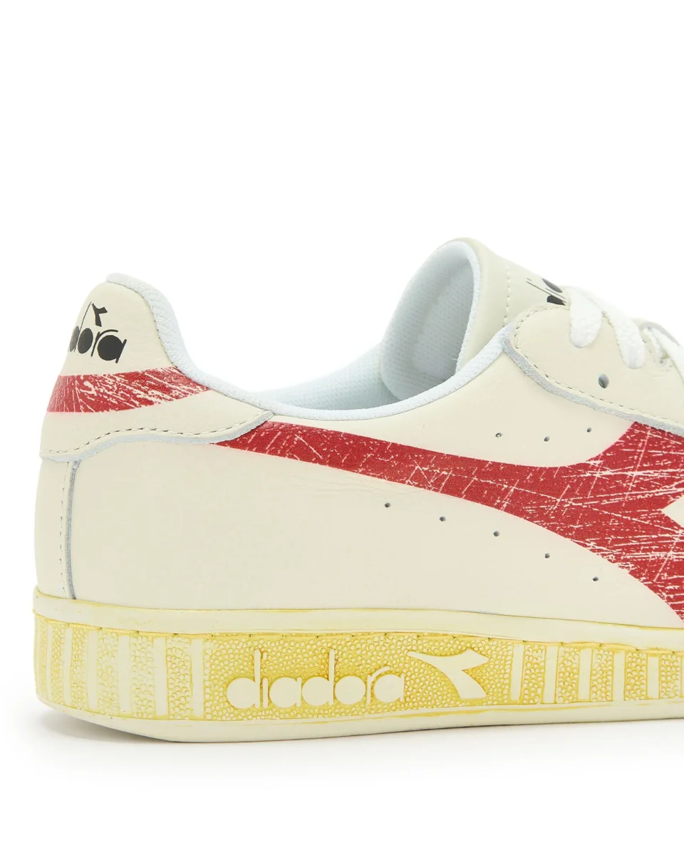 Diadora Sneakers Game L Low Retro in Pelle Bianco Rosso - immagine 6