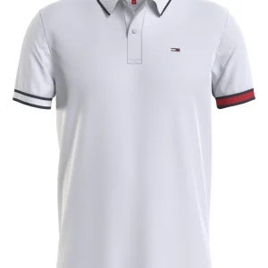 Tommy Jeans Polo TJM Red Flag Cotone Bianco