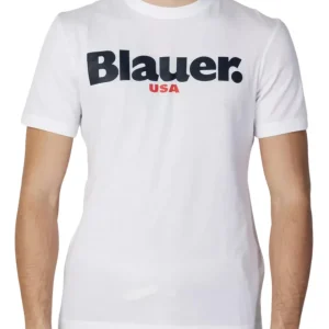 Blauer T-shirt Con Maxi Logo Bianco Uomo