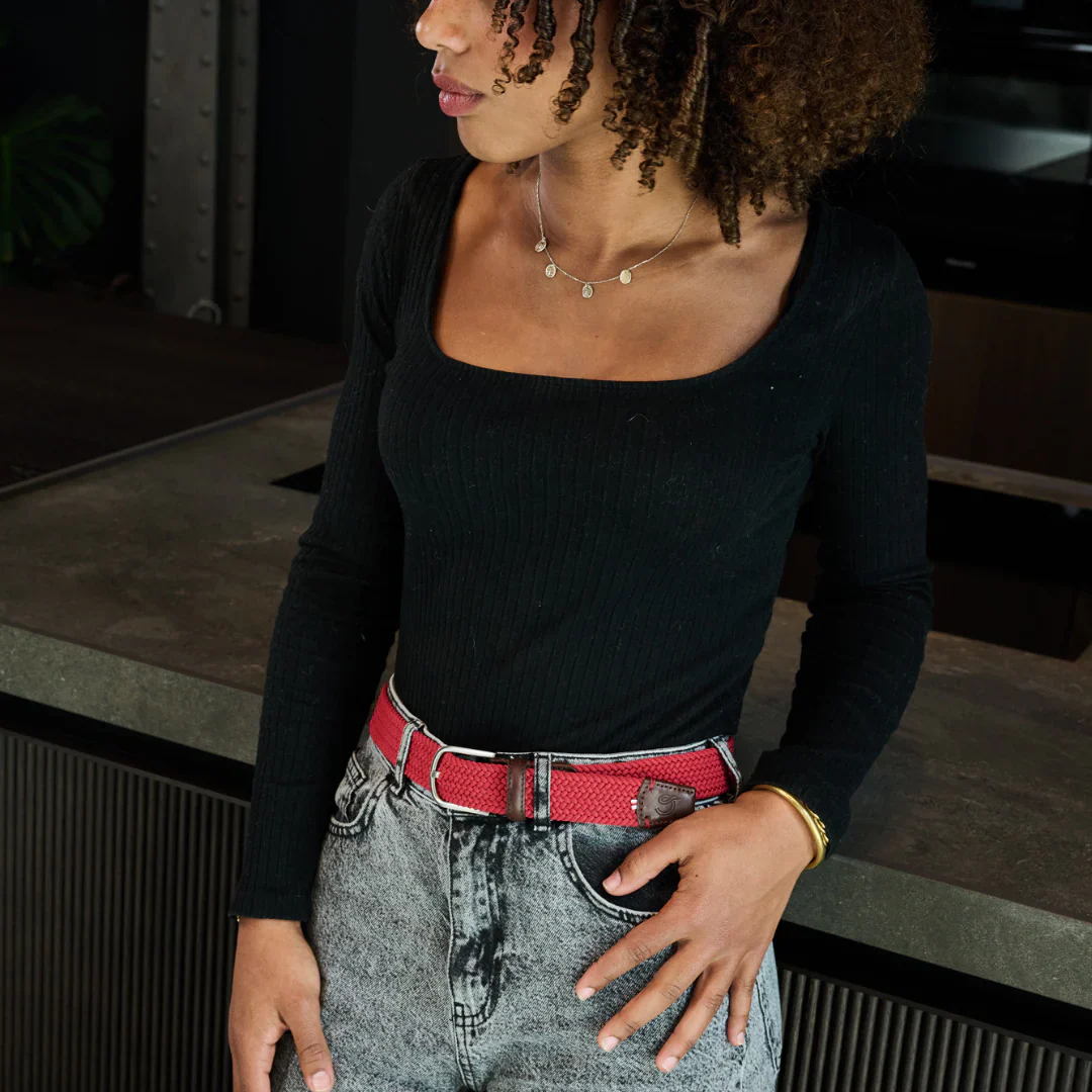 La Boucle cintura intrecciata con fibbia in metallo premium box regalo Losanna rosso - immagine 3