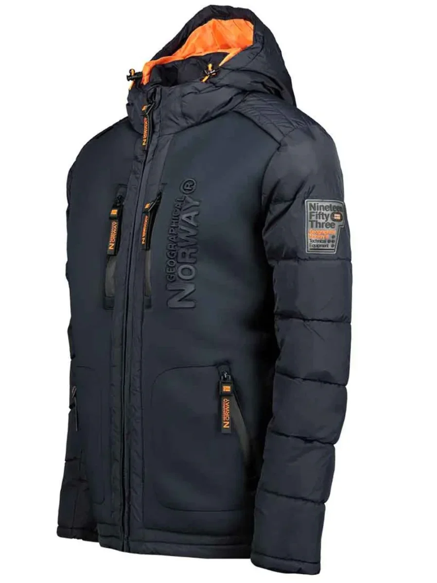 Geographical Norway Piumino Bomber Parka Outdoor Cappuccio Blu Uomo Beachwood - immagine 3