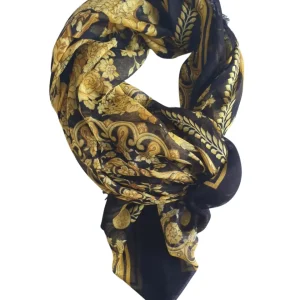 Versace Foulard Stola Pashmina 140x140 cm Nero in Modal