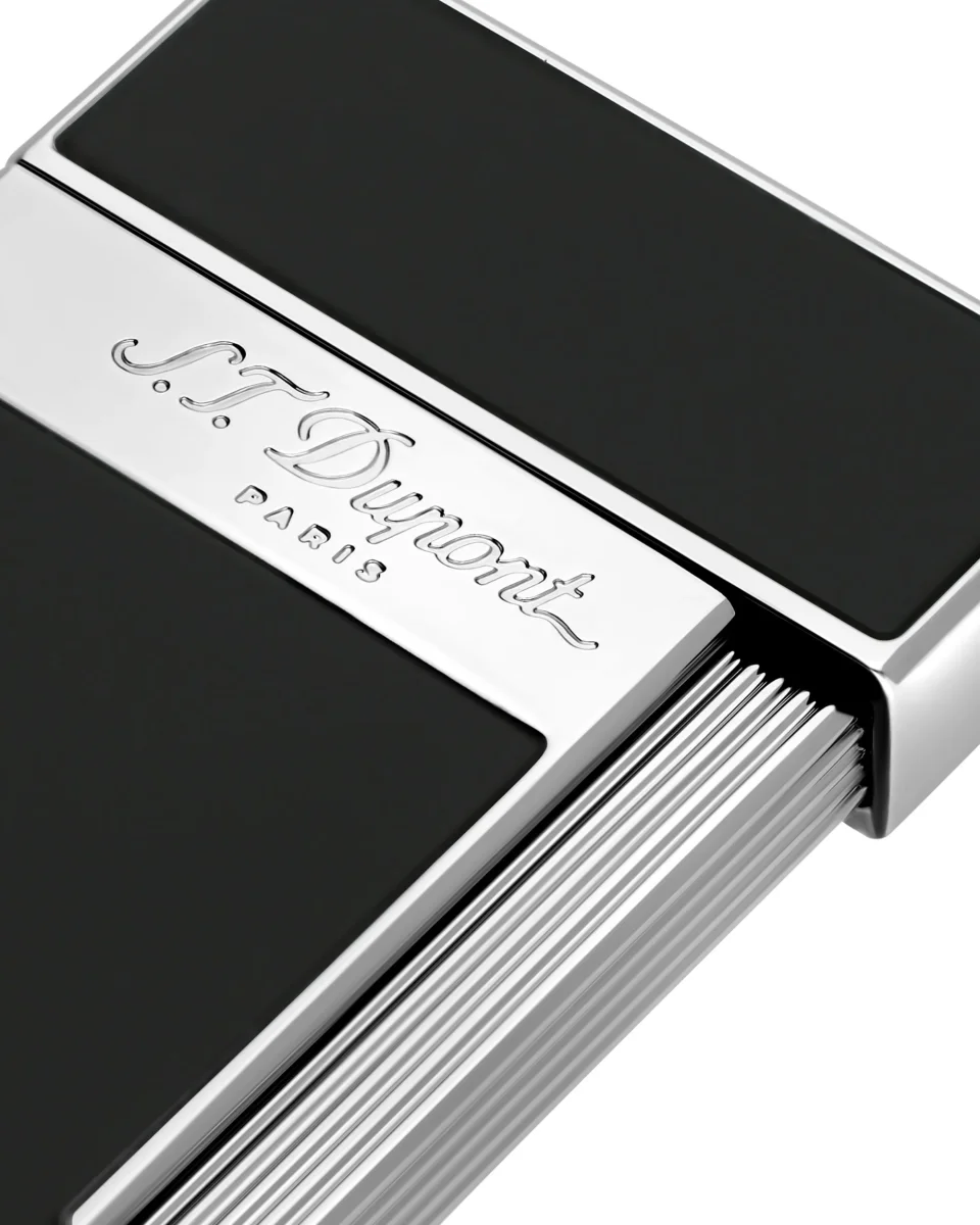 S.t.dupont accendino gas Slimmy Argento cromo e nero laccato 028221 - immagine 5