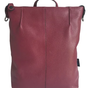 Gabs Zaino Grande con versione Borsa Shopper 100% Pelle Opaco Rosso Lambrusco