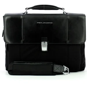 Piquadro Porta Documenti 24ore Con Patta E Tracolla Nero Uomo