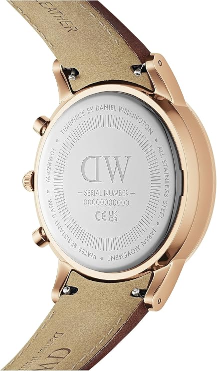 Daniel Wellington orologio St Mawes 42mm inox 316L rose gold pelle marrone cronografo - immagine 5