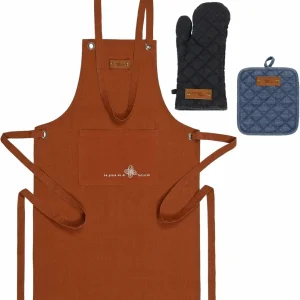 THUN Set 3 Presina Guantone e Grembiule con Cestino Acqua e Farina - B101499 Marrone