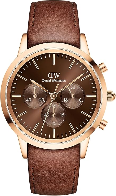 Daniel Wellington orologio iconic Mawes cronografo 42mm inox 316L marrone DW00100640