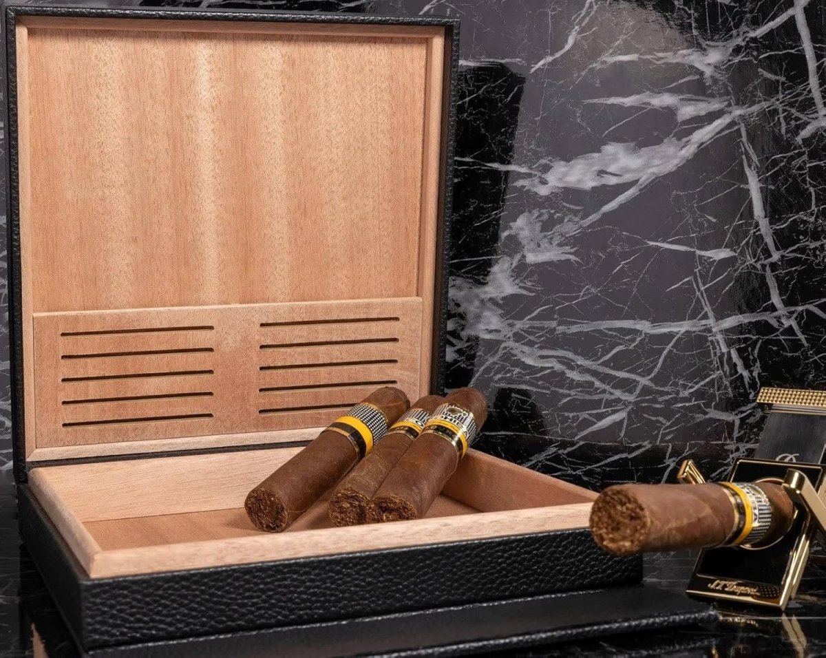 S.t.dupont Humidor 8 sigari viaggio nero pelle e legno massello Okoumé 001353 - immagine 6