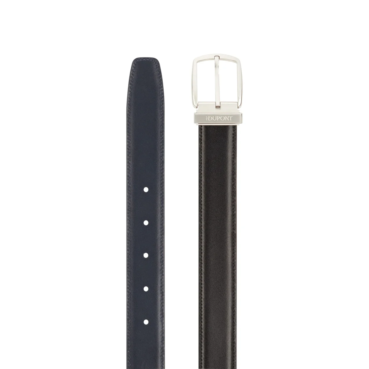 S.t.dupont cintura pelle made in france 100% artigianale reversibile nero blu 110 - 3 cm - immagine 3
