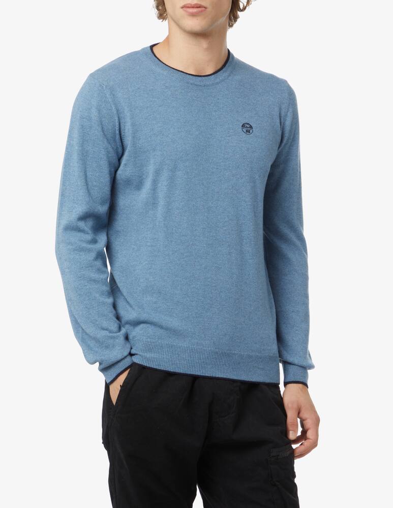 North Sails maglione misto cashmere GIROCOLLO LOGO ricamo finezza 12 699775 azzurro - immagine 3