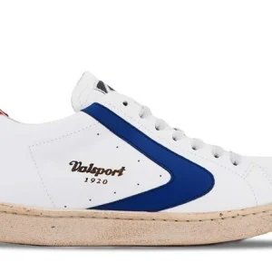 Valsport Sneakers Artigianali in Pelle Bianco Uomo con Boomerang Blu