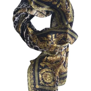 Versace Foulard Stola Pashmina Seta Nero