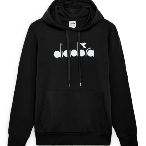 Diadora Felpa Cappuccio Logo Big Cotone Nero