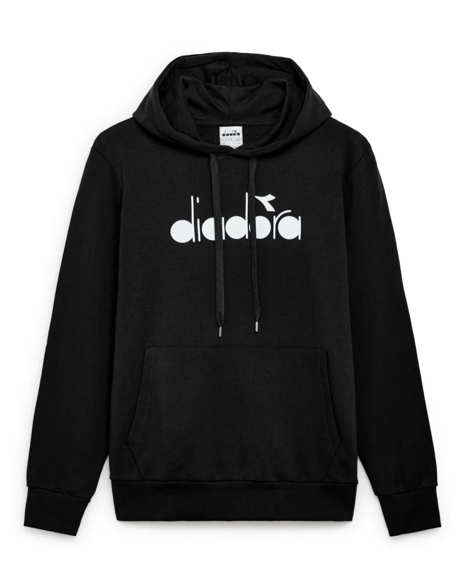 Diadora Felpa Cappuccio Logo Big Cotone Nero