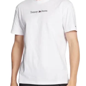 Tommy Jeans T-Shirt TJM Classic Linear Cotone Bianco