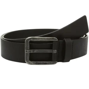 Calvin Klein Pelle Fibbia Metallo Logo Nel Box Regalo Nero Uomo