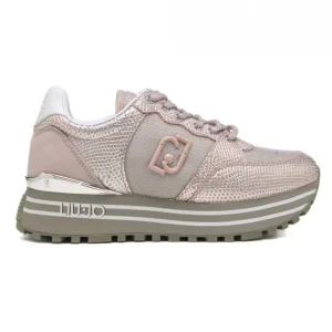 Liu Jo Sneakers Logo Pitone Pelle Argento Rosa