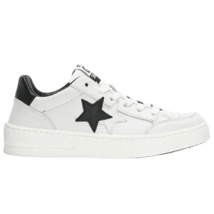 2Star Scarpe Sneakers Made in Italy artigianali New Star Pelle donna Bianco Nero