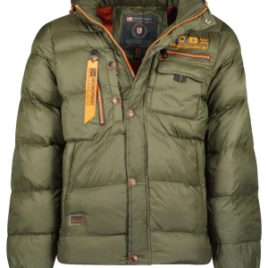 Geographical Norway Piumino Bomber Parka Outdoor Cappuccio Verde Uomo