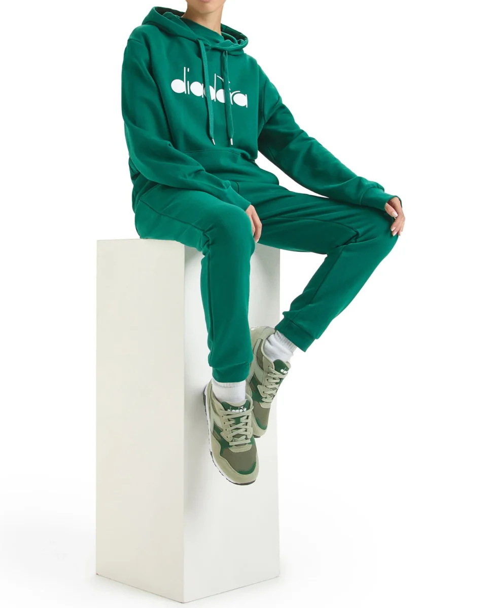 Diadora Felpa con Cappuccio Logo Big Cotone Verde 180663 - immagine 6