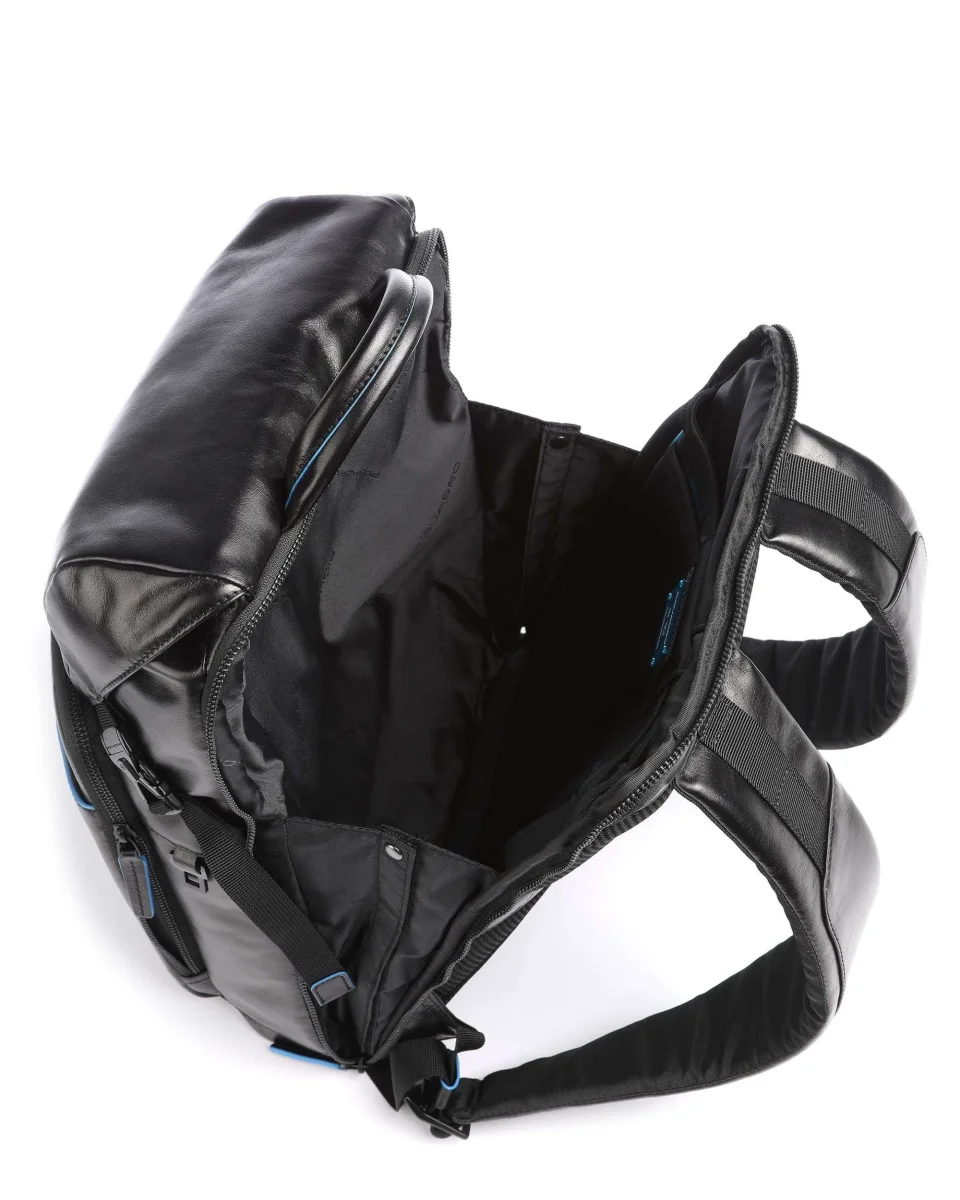Piquadro Blue Square Revamp Zaino Porta Pc 15 Pollici Pelle Donna Unisex Nero Uomo - immagine 5