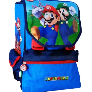 Super Mario Scuola Estensibile Spallacci Imbottiti Regolabili Blu Bambino