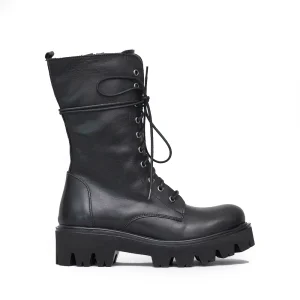 D-red Anfibio Alto Allacciato Nero Donna