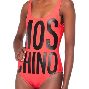 Moschino Swim Costume Intero Scritta Moschino Maxi Rosso