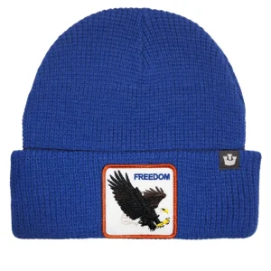 Goorin Bros. Cappello Beanie Hat Cuffia Con Patch Frontale E Logo Su Lato Blu Unisex