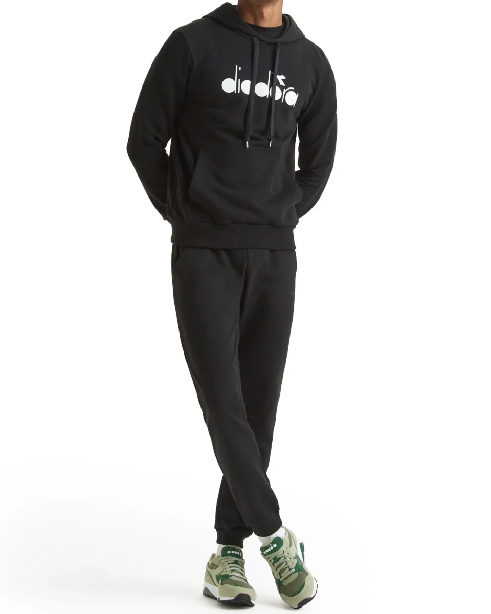 Diadora Felpa Cappuccio Logo Big Cotone Nero - immagine 4