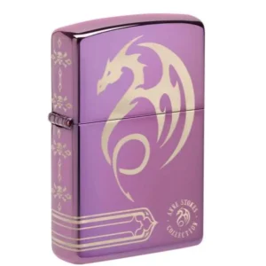 Zippo Antivento Ricaricabile Made In Usa Drago Dragone Viola Unisex