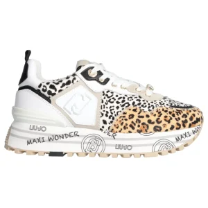 Liu Jo Sneakers Casual Donna con Trama Leopard Bianco Multicolore