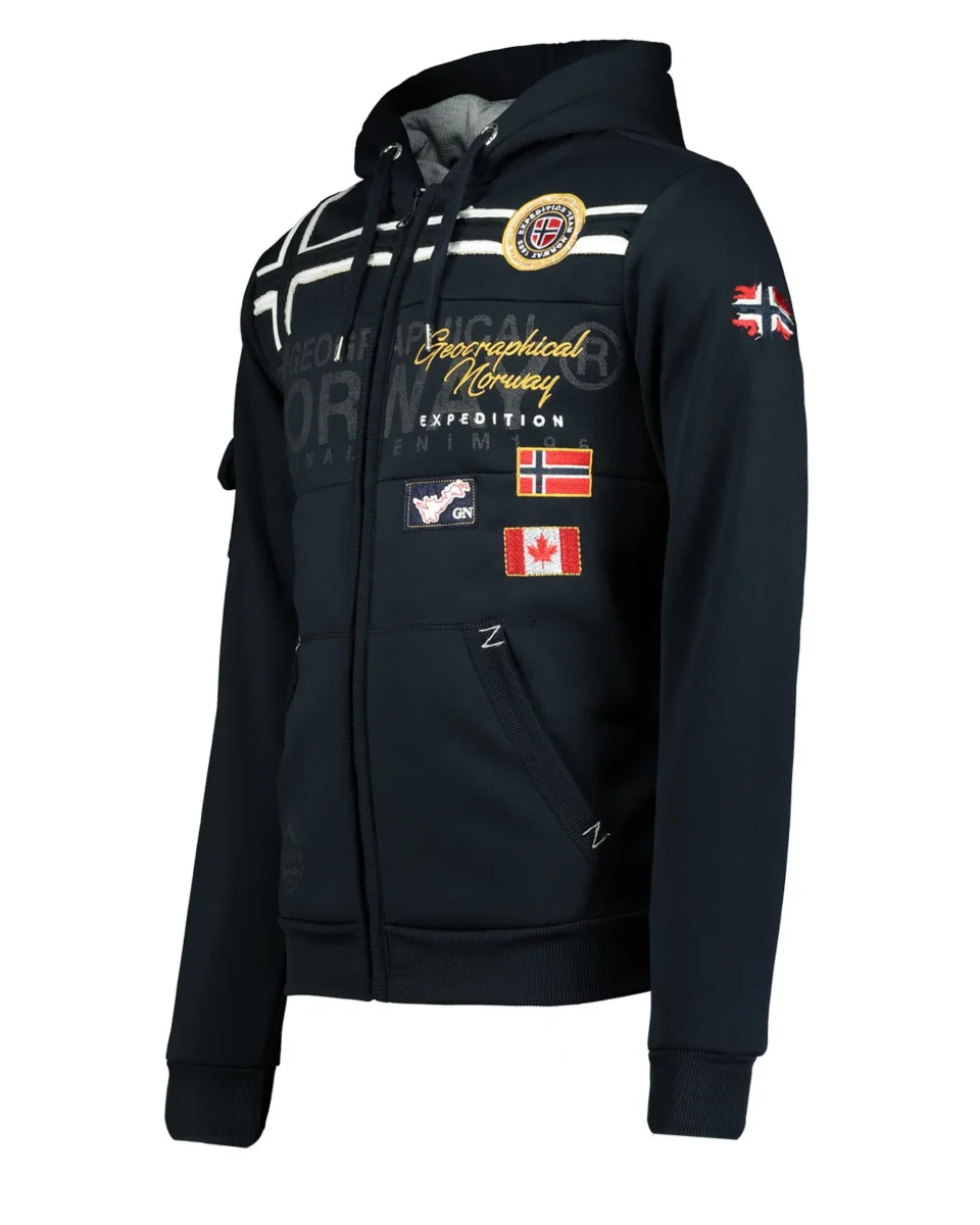 Geographical Norway felpa Garadock Cappuccio Misto Cotone Outdoor Blu Uomo - immagine 3